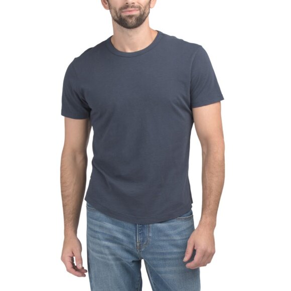 BUCK MASON Midnight Made In Usa Slub Short Sleeve Curved Hem T-shirt - Picture 1 of 2